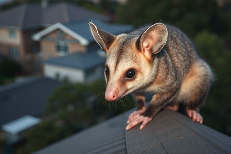 Possum in Lalor plaza residential area